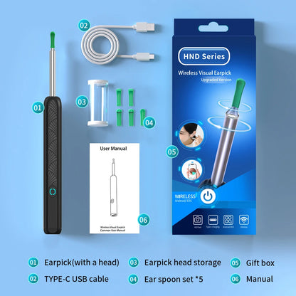 Dropshipping Ear Cleaner with Camera Wireless Ear Sticks Otoscope USB C Charging Endoscope Wax Removal Tool Earpick MIni Camera