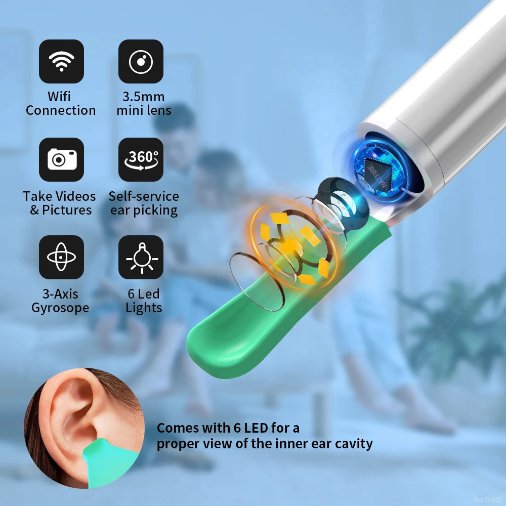 Dropshipping Ear Cleaner with Camera Wireless Ear Sticks Otoscope USB C Charging Endoscope Wax Removal Tool Earpick MIni Camera